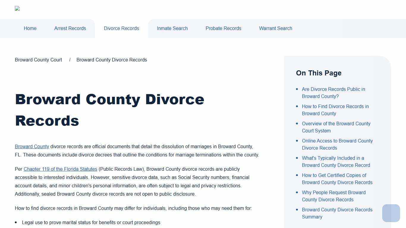 Broward County Divorce Records Search Broward County Court